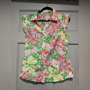 Lilly Pulitzer Pink and Green Floral Top